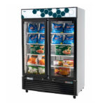 Migali C-49FM-HCE 54 2/5" Two Section Display Freezer w/ Swing Doors - Bottom Mount Compressor, White, 115v