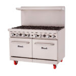 Cocina a gas Migali C-RO8-LP de 48" con 8 quemadores y dos hornos estándar, propano líquido