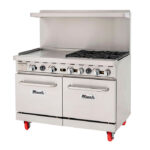 Migali C-RO4-24GL-LP 48" 4 Burner Gas Range w/ Griddle & (2) Space Saver Ovens, Liquid Propane
