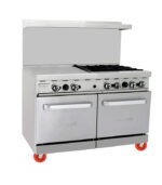 Migali C-RO4-24GL-LP 48" 4 Burner Gas Range w/ Griddle & (2) Space Saver Ovens, Liquid Propane