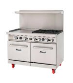 Migali C-RO4-24GL-NG 48" 4 Burner Gas Range w/ Griddle & (2) Space Saver Ovens, Natural Gas