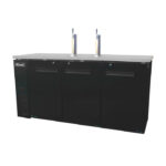 Dispensador de cerveza Migali C-DD72-3-HC de 72 4/5" con capacidad para 3 barriles, 2 columnas, color negro