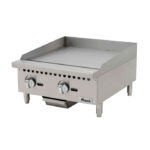 Plancha de gas Migali C-G24 de 24" con controles manuales - Placa de acero de 3/4"