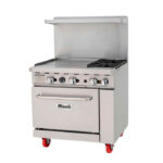 Cocina a gas Migali C-RO2-24GL-LP de 36" con dos quemadores, plancha y horno estándar, propano líquido