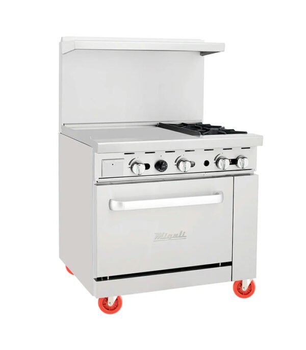 Migali C-RO2-24GL-NG 36" 2 Burner Gas Range w/ Griddle & Standard Oven, Natural Gas