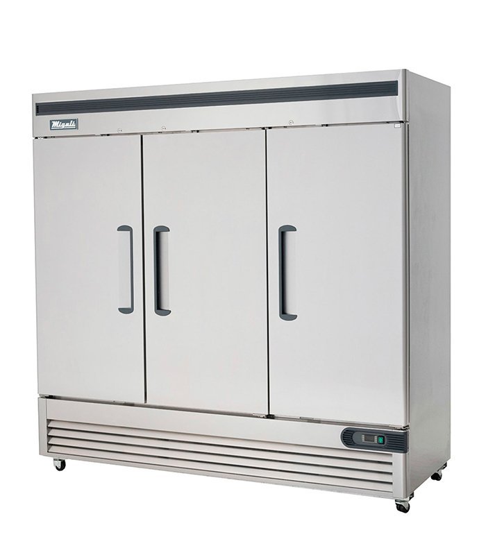 Migali C-3FB-HC 81″ Three Section Reach In Freezer, (3) Solid Doors
