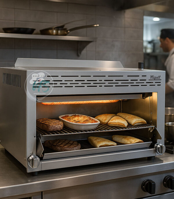 Parrilla profesional tipo salamandra para restaurantes a gas LP