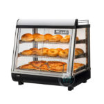 Vitrina calefactada Migali C‑HCT27‑S de 27″ y 3.3 pies³, acero inoxidable y vidrio templado, vista frontal