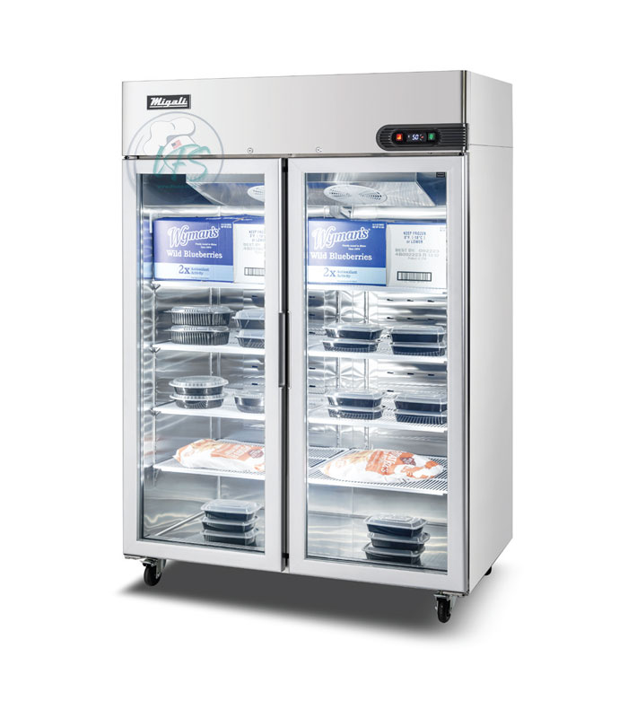 Migali C-2FG-HC Two Section Door Glass Reach-In Freezer