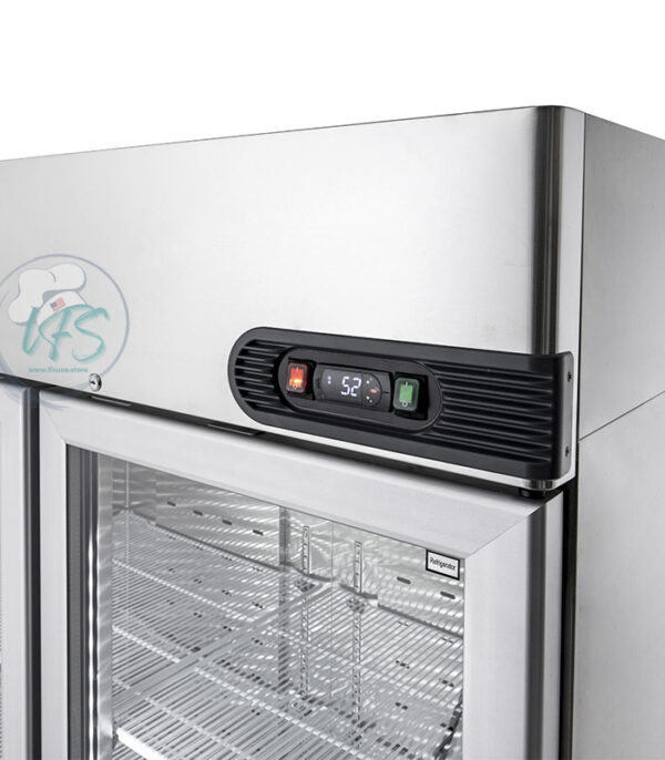 Refrigerador de dos secciones con puerta de vidrio Migali C-2RG-HC