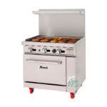Cocina a gas Migali C-RO-36G-LP de 36" con plancha y horno estándar, propano líquido