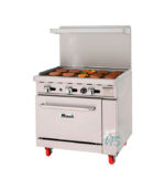 Cocina a gas Migali C-RO-36G-LP de 36" con plancha y horno estándar, propano líquido