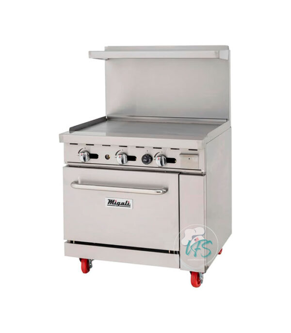 Cocina a gas Migali C-RO-36G-LP de 36" con plancha y horno estándar, propano líquido