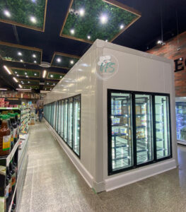 Large cold storage room for commercial kitchen